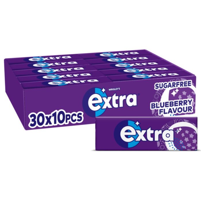 Extra Blueberry Flavour Sugarfree Chewing Gum 10's x 30 - Image 1