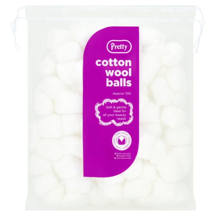 Pretty Cotton Wool Balls White 100 X 12 - Image 1