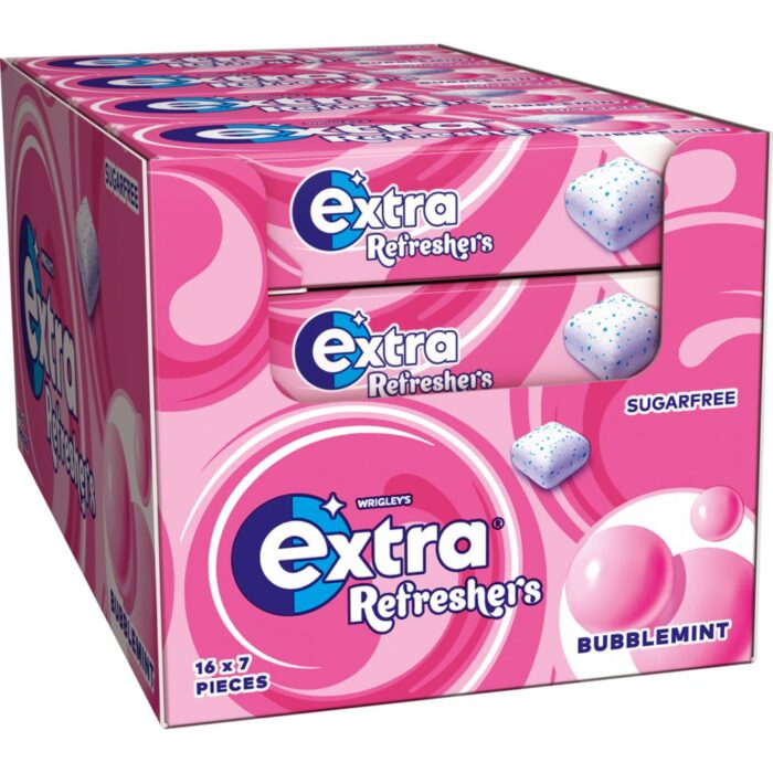 Extra Refreshers Bubblemint Sugarfree Chewing Gum Handy Box 7'S x 16 - Image 1
