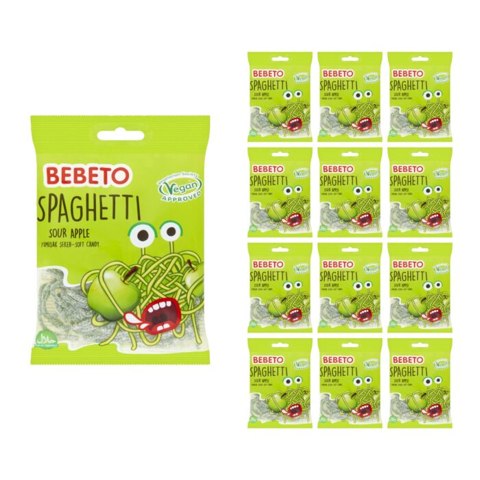 Bebeto Spaghetti Sour Apple Soft Candy 70g x 20 - Image 1