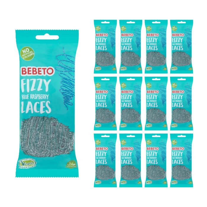 Bebeto Fizzy Blue Raspberry Laces 160g x 12 - Image 1