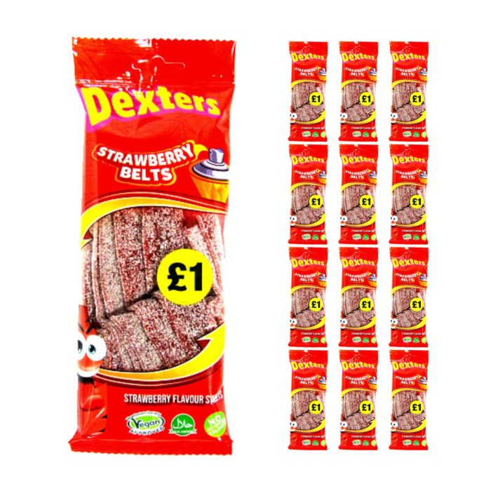 Dexters Strawberry Belts 160g x 12 - Image 1