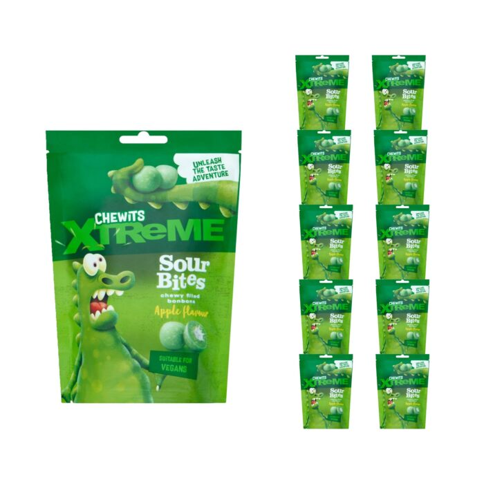 Chewits Xtreme Apple Flavour Sour Bites 115g x 10 - Image 1