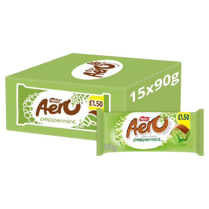 Aero Peppermint Chocolate Sharing Bar 90g x 15 - Image 1