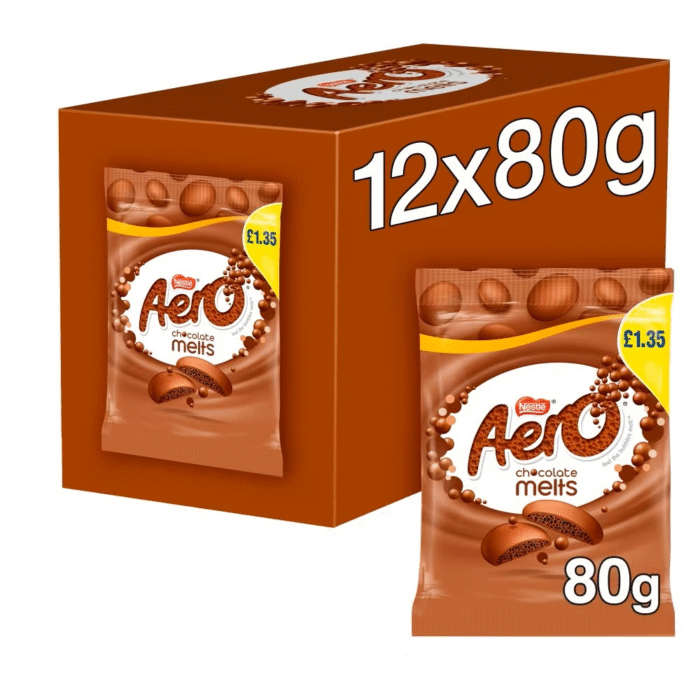 Aero Melts Milk Chocolate Sharing Bag 80g x 12 - Image 1