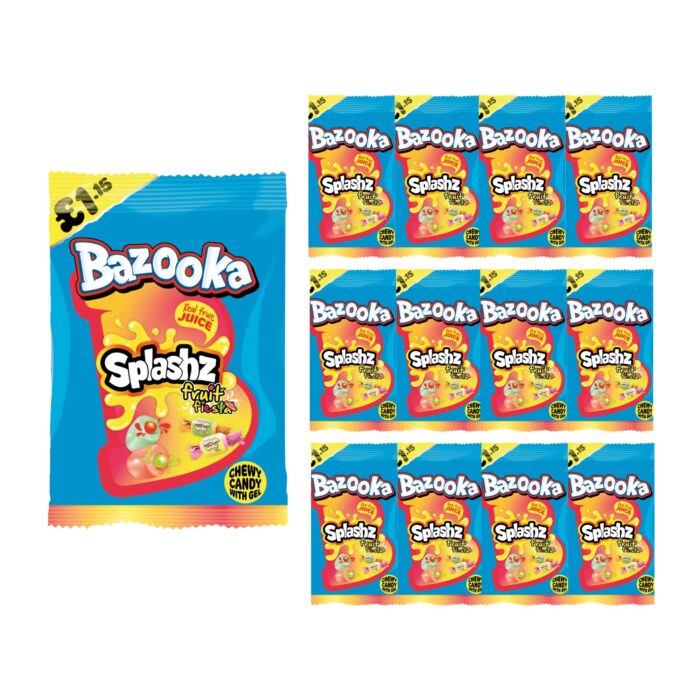 Bazooka Splashz Fruity 120g x 12 - Image 1