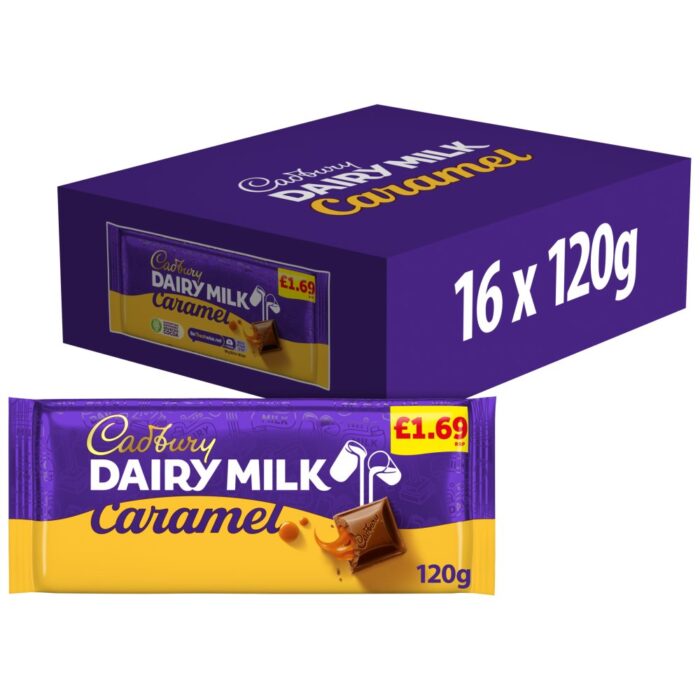 Cadbury Dairy Milk Caramel Chocolate Bar 120g x 16 - Image 1