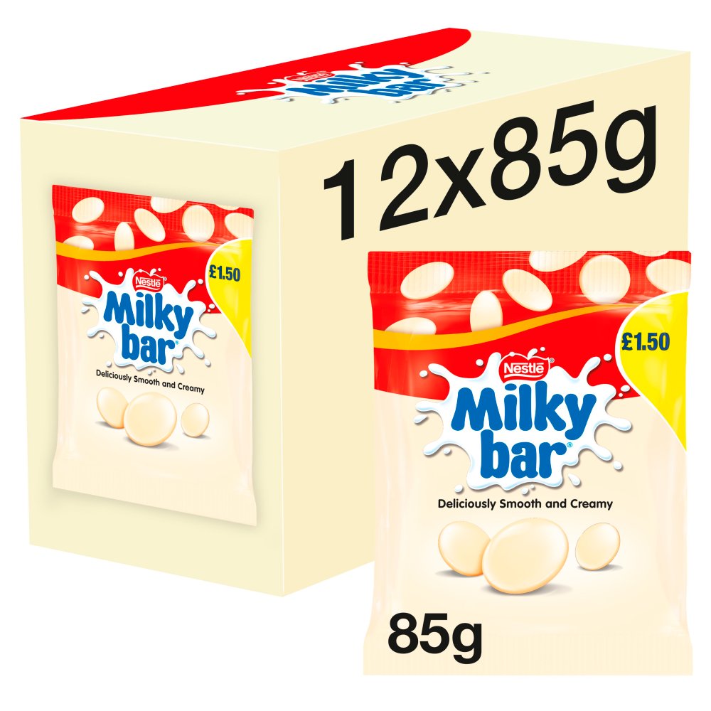 824234.jpg Milkybar Giant Buttons White Chocolate Sharing Bag 85g x 12 - Image 1