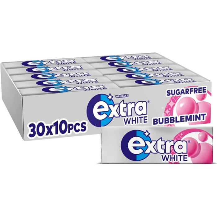 Extra White Bubblemint Chewing Gum Sugar Free 10's x 30 - Image 1