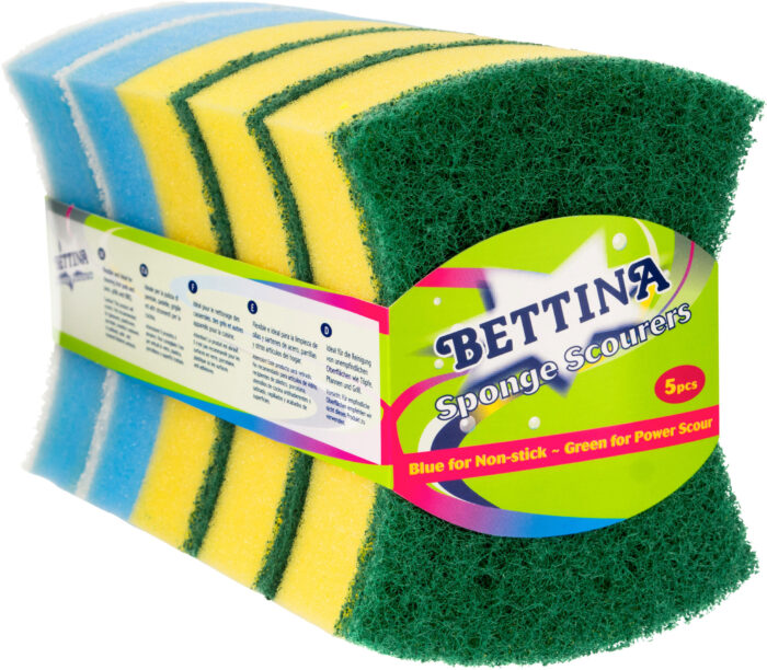 BETTINA SPONGE SCOURERS ASSORTED 5PC - Image 1