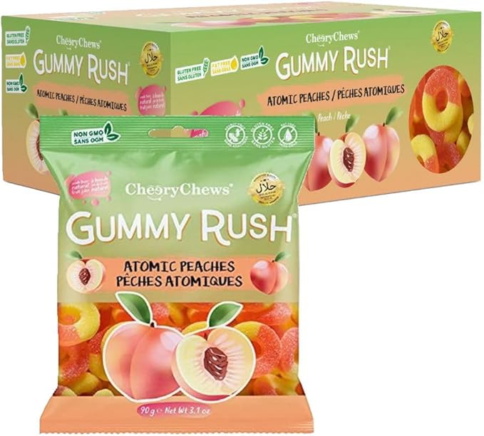 CO1310.jpg Gummy Rush Atomic Peaches 90G x 12 - Image 1
