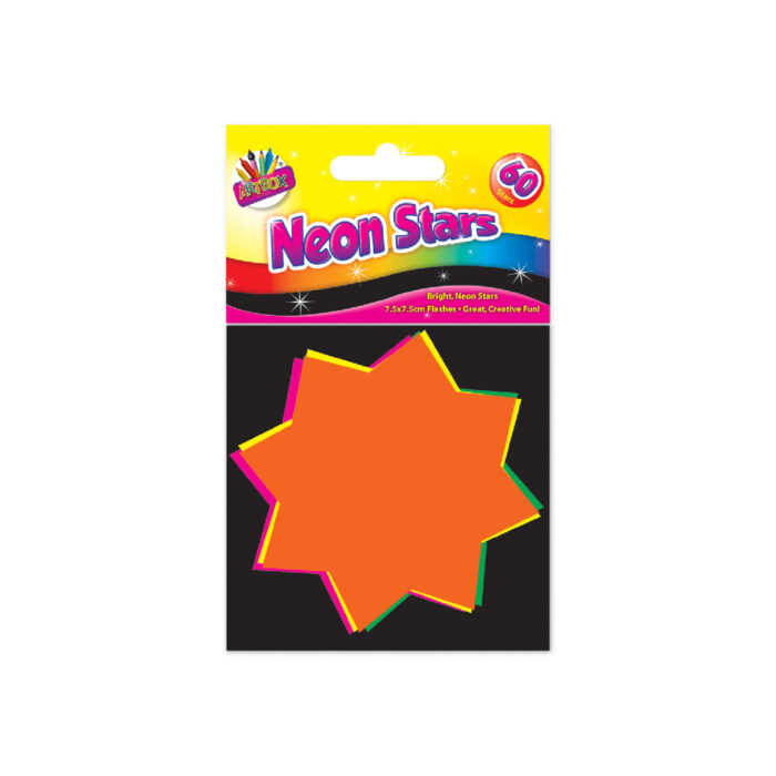ARTBOX FLUORESCENT STARS 7.5CM X 7.5CM 60 PACK - Image 1