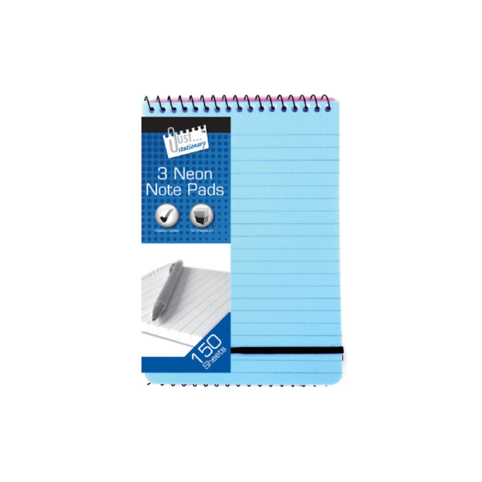 JUST STATIONERY 3 NEON PVC NOTE BOOKS 150 SHEETS - Image 1