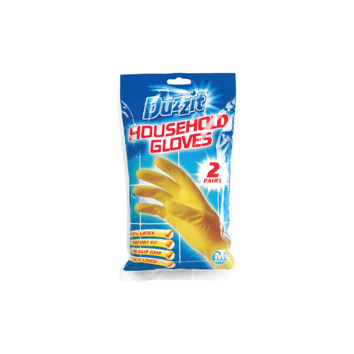 DUZZIT HOUSEHOLD GLOVES MEDIUM 2 PAIRS - Image 1