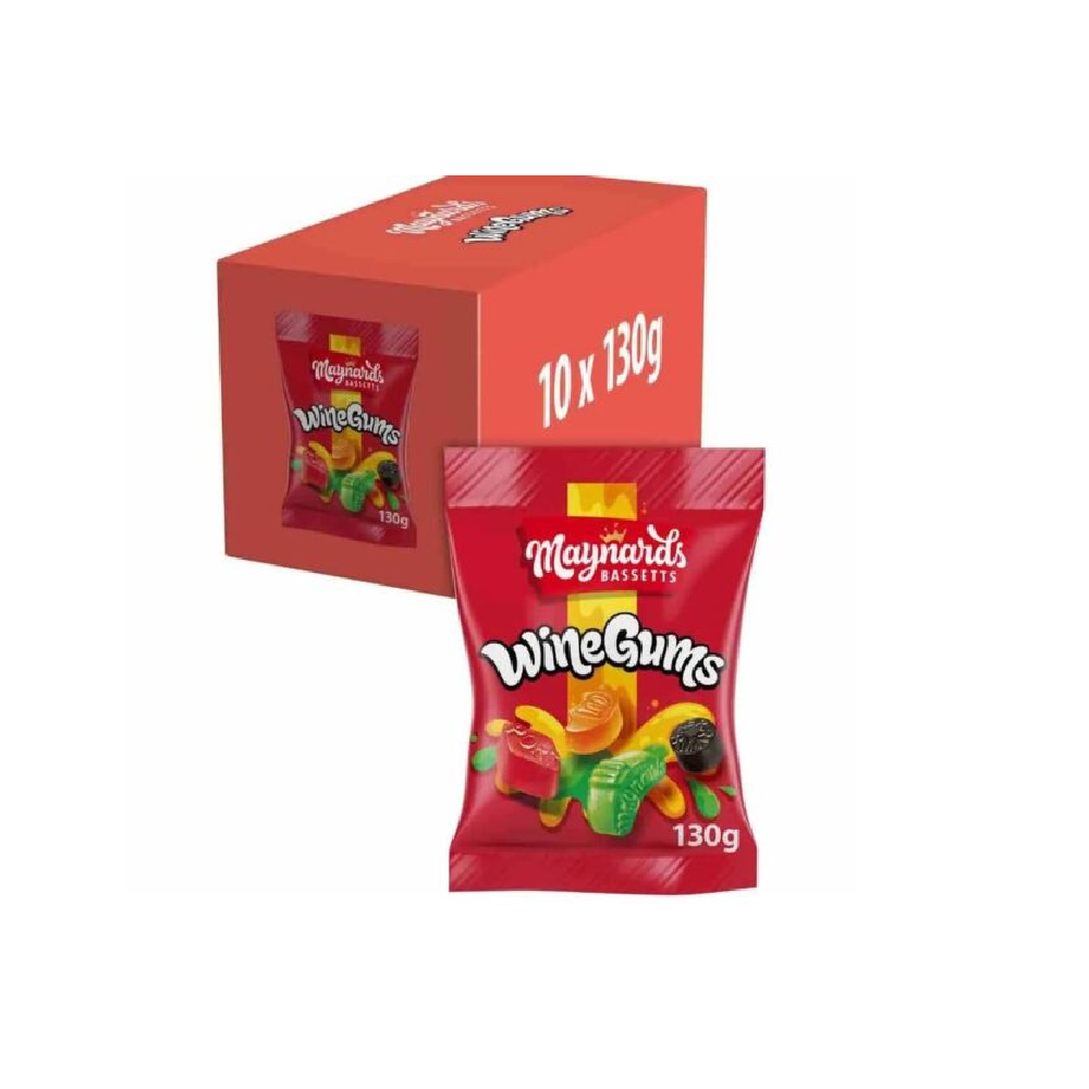New Project Maynards Bassetts Wine Gums Sweets Bag 130g x 10 - Image 1