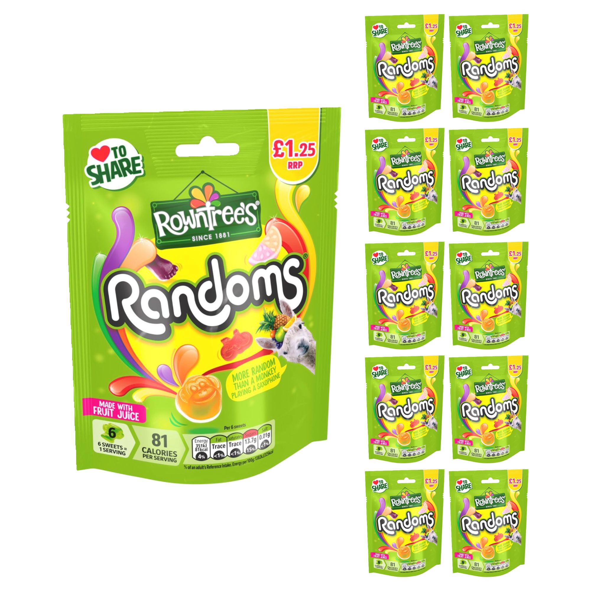 RQ4001 (1) Rowntree's Randoms Sweets Sharing Bag 120g x 10 - Image 1