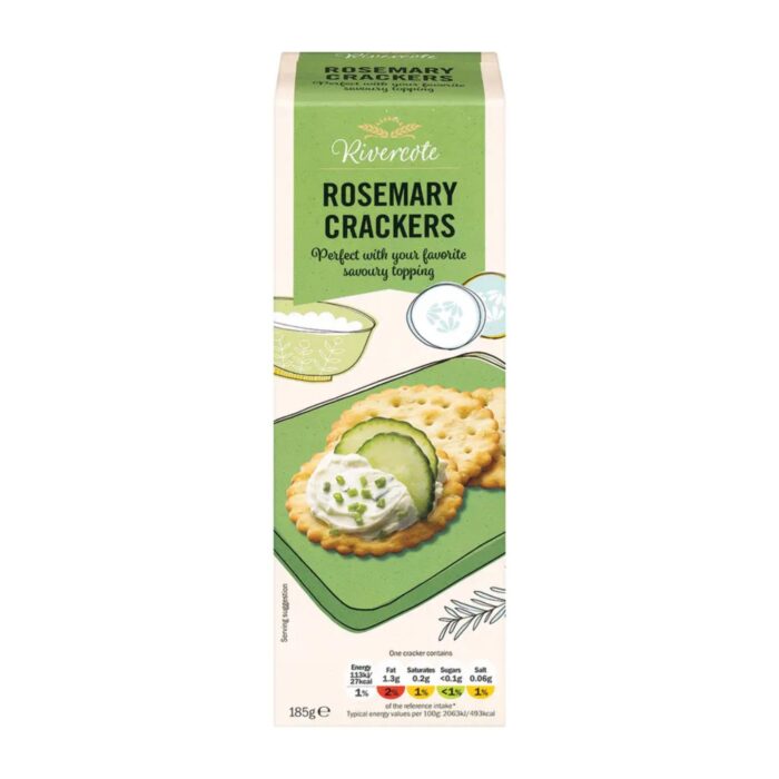 Rivercote Rosemary Crackers 185g - Image 1