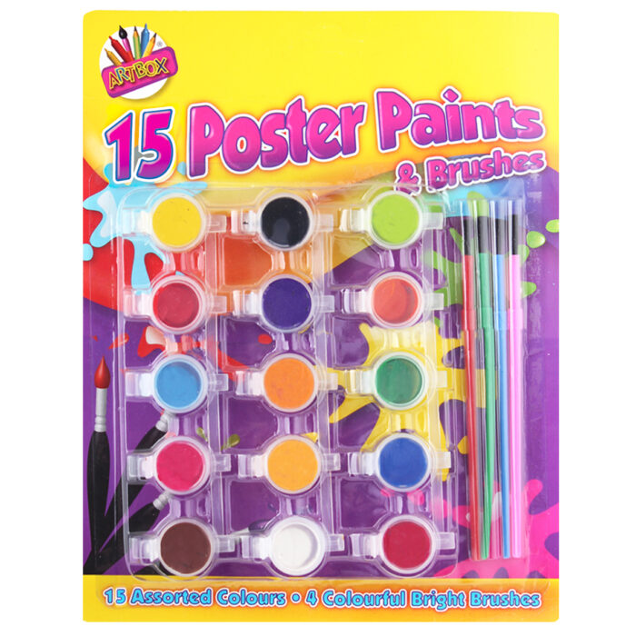 ARTBOX 15 POSTER PAINTS & BRUSHES - Image 1