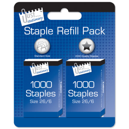 JUST STATIONERY 26/6 STAPLE REFILL 2 X 1000PC