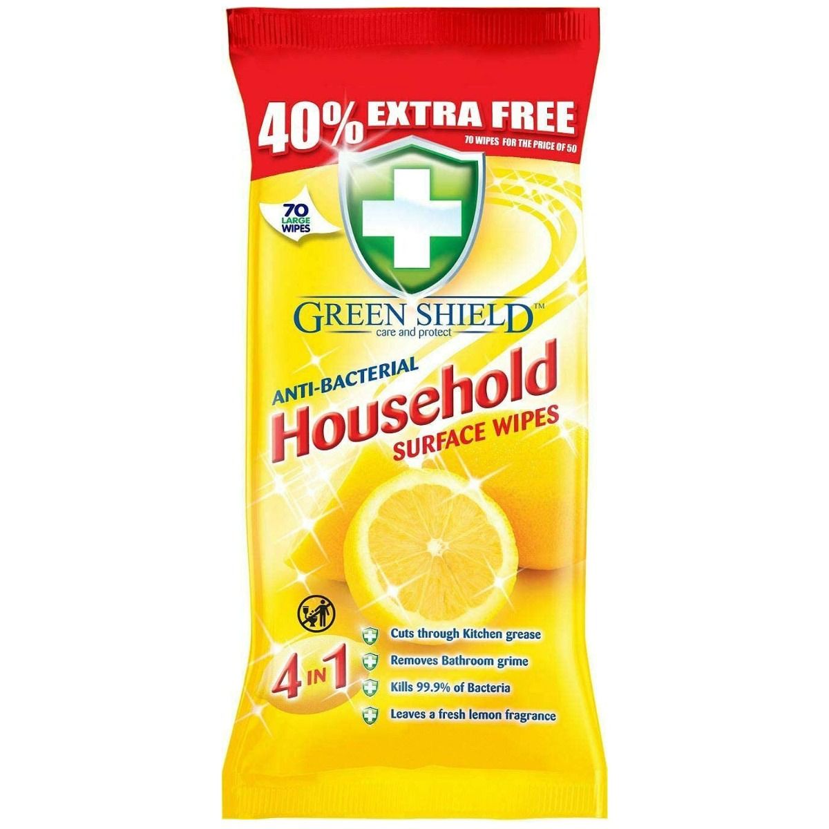 greenshield.jpg GREENSHIELD HOUSEHOLD ANTI-BACTERIAL WIPES 70 SHEETS - Image 1