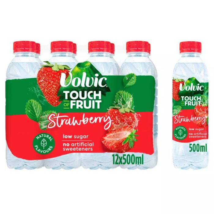 Volvic Touch of Fruit Low Sugar Strawberry 12 x 500ml - Image 1