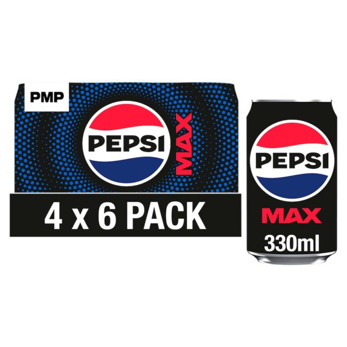 Pepsi Max No Sugar Cola Cans 6 x 330ml x 4 - Image 1