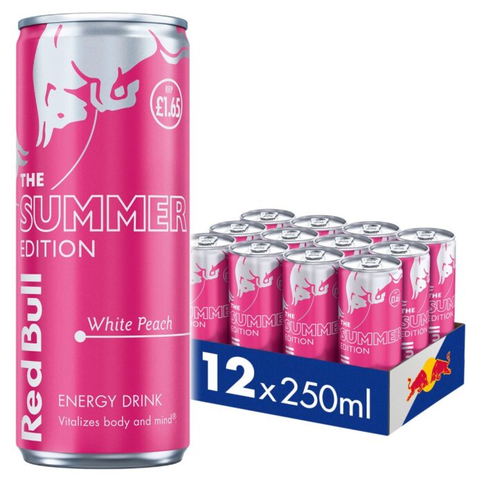 Red Bull Energy Drink Summer Edition White Peach 250ml x 12 - Image 1
