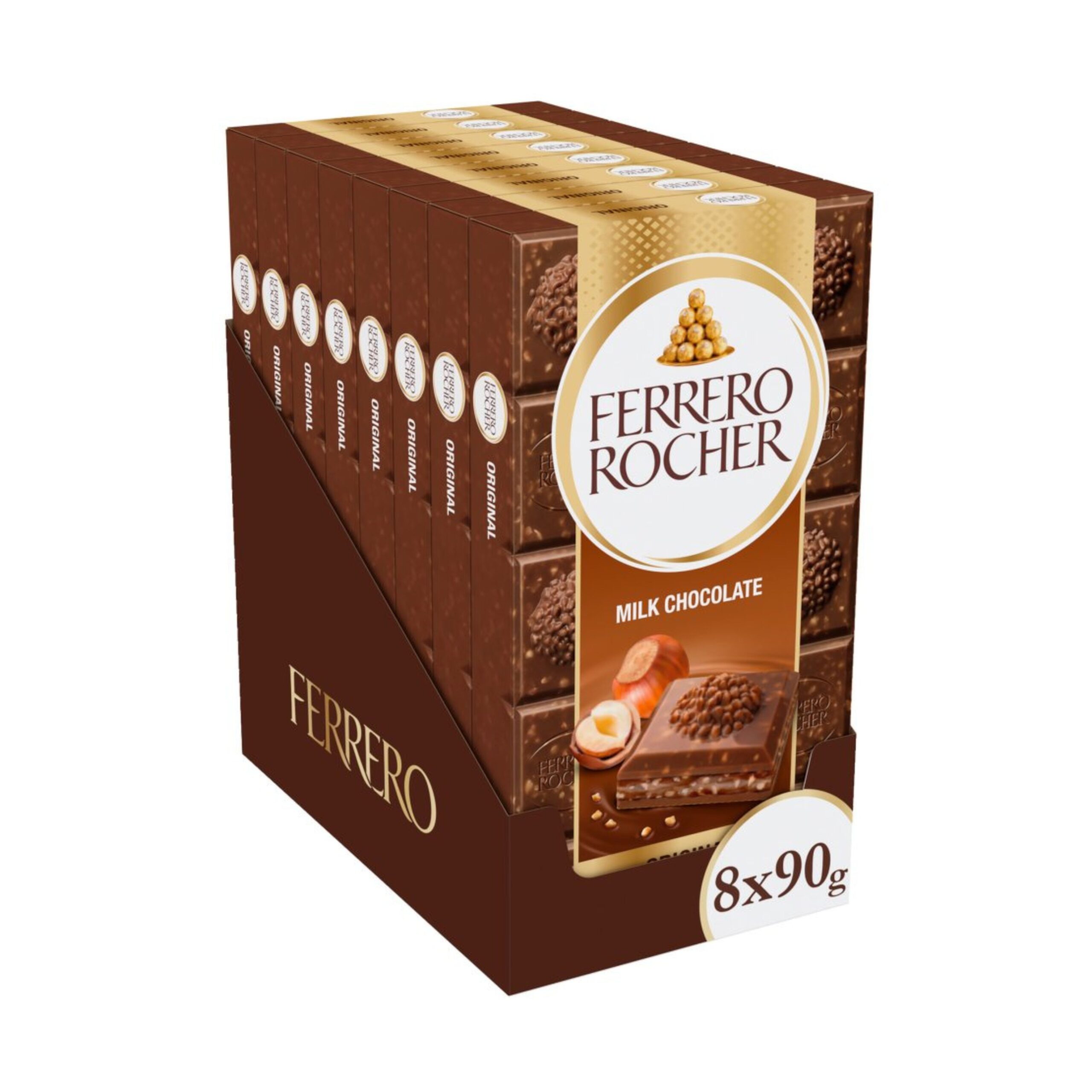 810668 Ferrero Rocher Milk Tablet 90g x 8 - Image 1