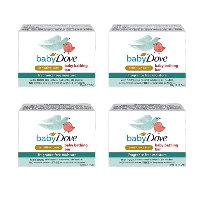 Dove Baby Bathing Soap Fragrance Free Moisture 90g x 4 - Image 1