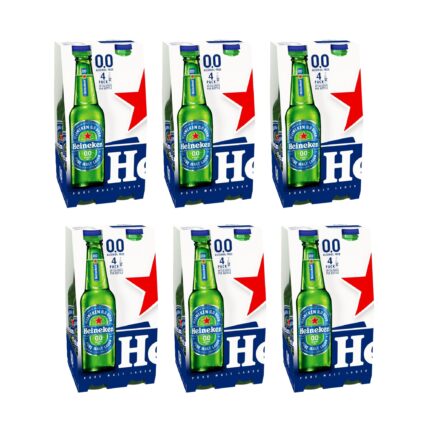 Heineken 0.0% Alcohol Free Lager Beer Bottle 6 x 330ml  x 4