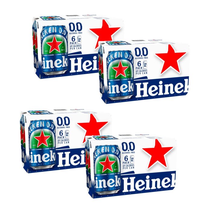 Heineken 0.0% Alcohol Free Lager Beer Can 4 x 330ml x 6 - Image 1