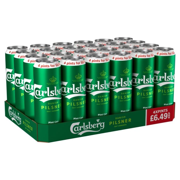 Carlsberg Danish Pilsner Lager Beer Can PMP £6.49 4 x 568ml - Image 1