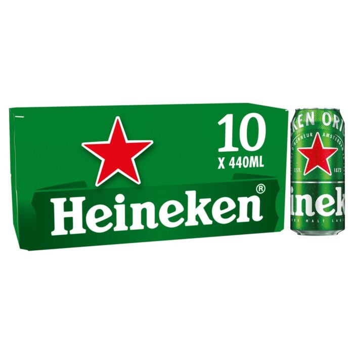 Heineken Premium Lager Beer Can 440ml x 10 - Image 1