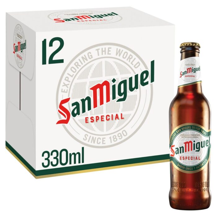 San Miguel Premium Lager Beer Bottles 330ml x  12 - Image 1