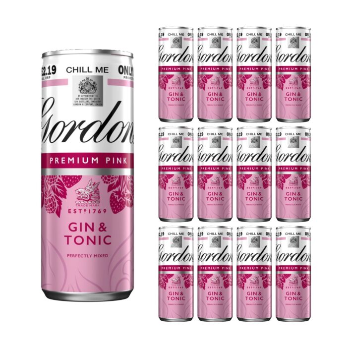Gordon's Premium Pink Gin & Tonic 5% vol PMP £2.19  12 x 250ml - Image 1