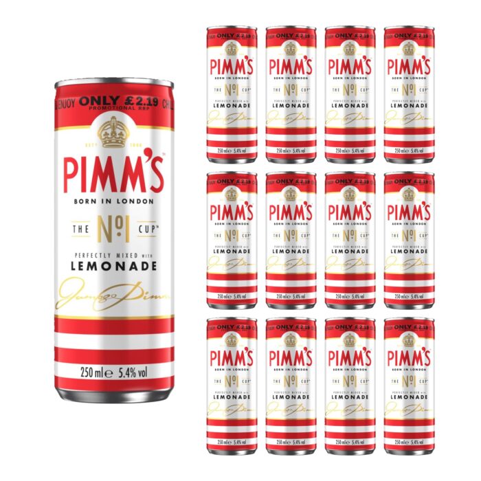Pimm's no1 and Lemonade Ready to Drink premix 5.4% vol PMP Can 12 x 250ml - Image 1