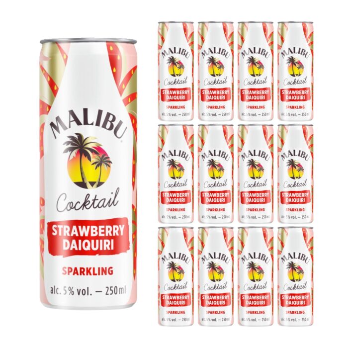 Malibu Cocktail Strawberry Daiquiri Sparkling 12 x 250ml - Image 1
