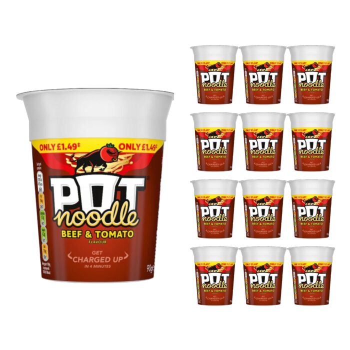 Pot Noodle Beef & Tomato 90g x 12 - Image 1