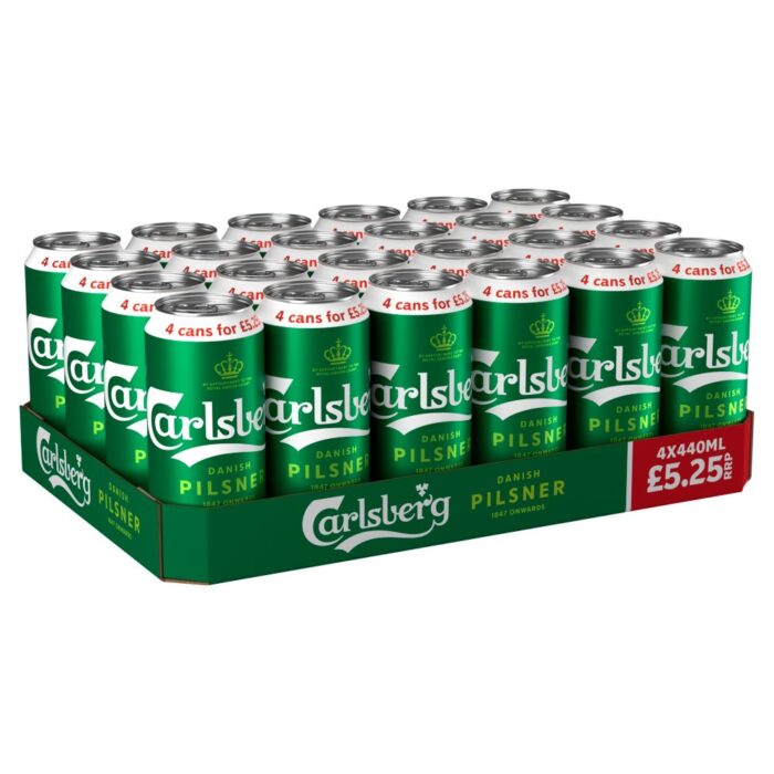 Carlsberg Danish Pilsner Lager Beer Can PMP £5.25 4 x 440ml - Image 1
