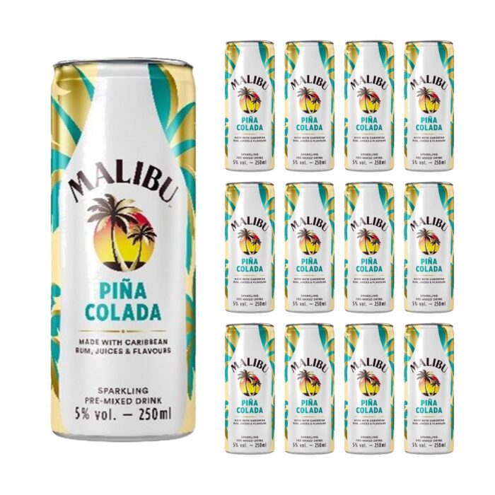 Malibu Rum Piña Colada Mixed Drink 12 x 250ml - Image 1