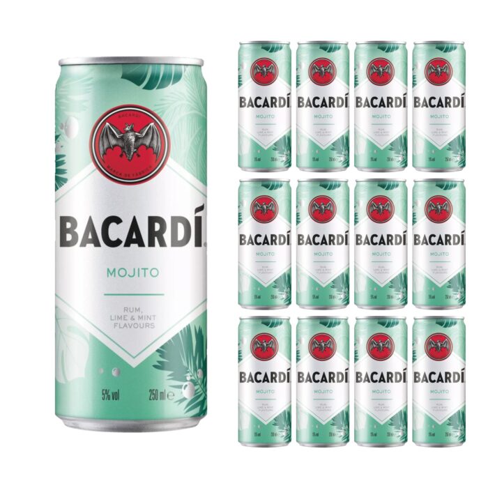 BACARDÍ Mojito Premix Rum Cocktail 12 x 250ml - Image 1
