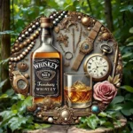 Vintage-Inspired Whiskey Round Tin Sign x 1