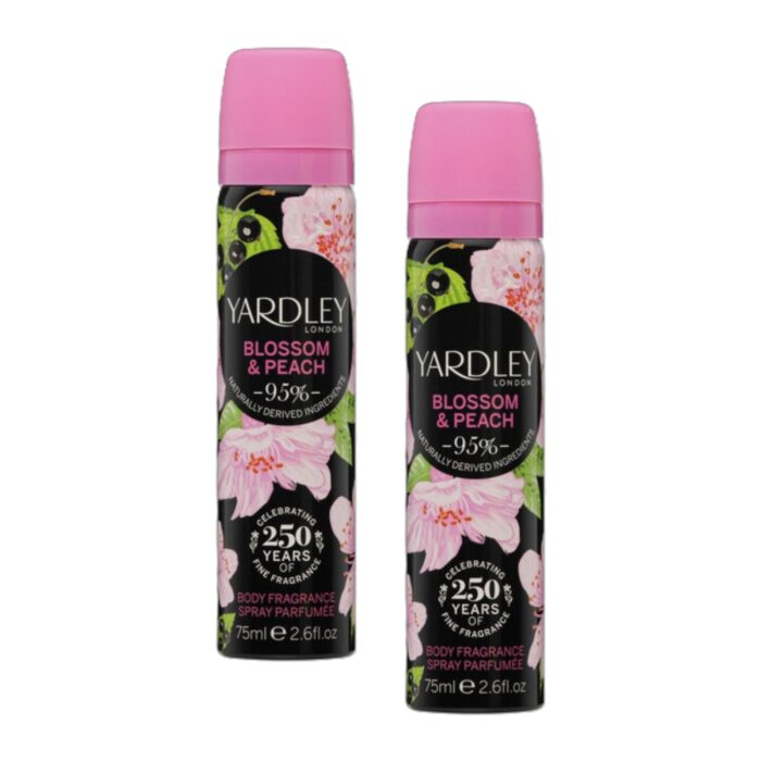 Yardley Blossom and Peach Body Spray 75ml x 2 - Image 1