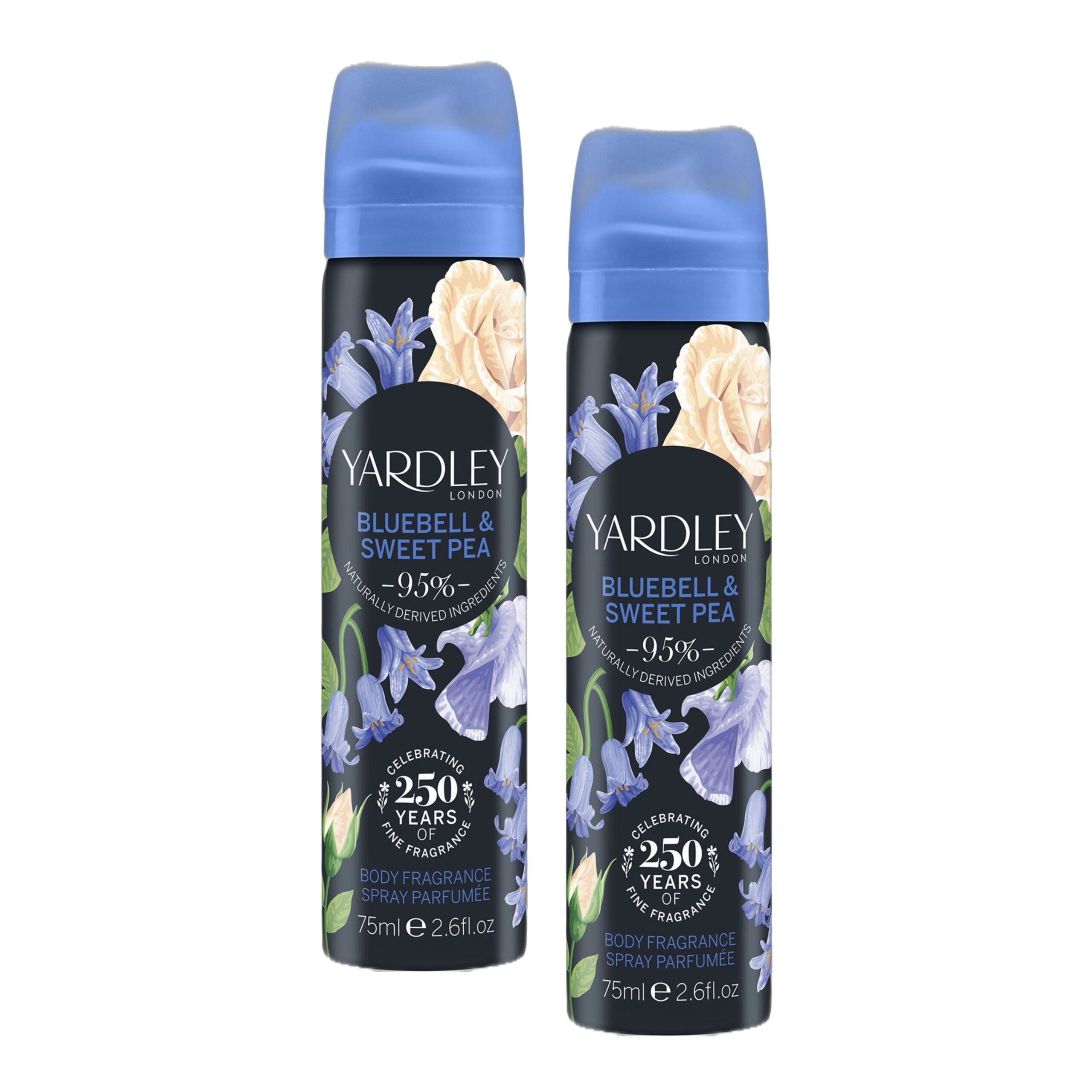Y12000007-2 Yardley London Bluebell & Sweetpea Body Spray 75ml x 2 - Image 1