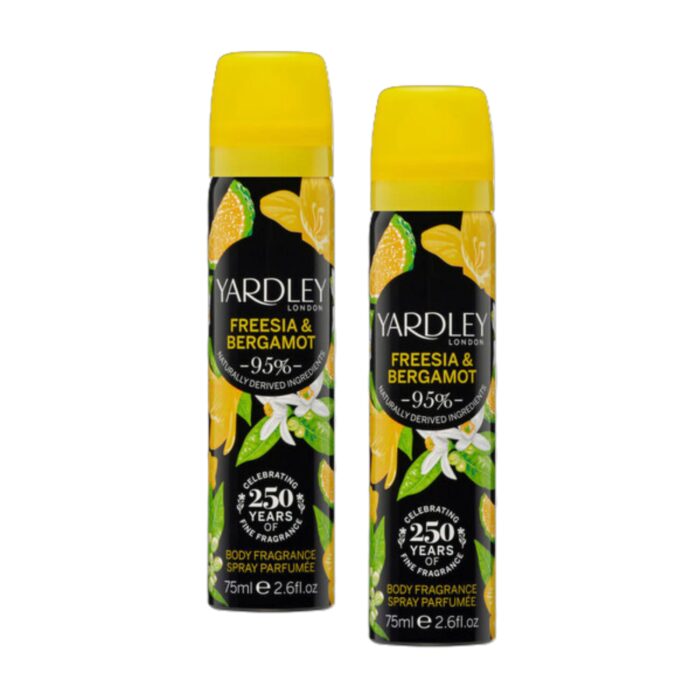 Yardley London Freesia & Bergamot Body Spray 75ml x 2 - Image 1