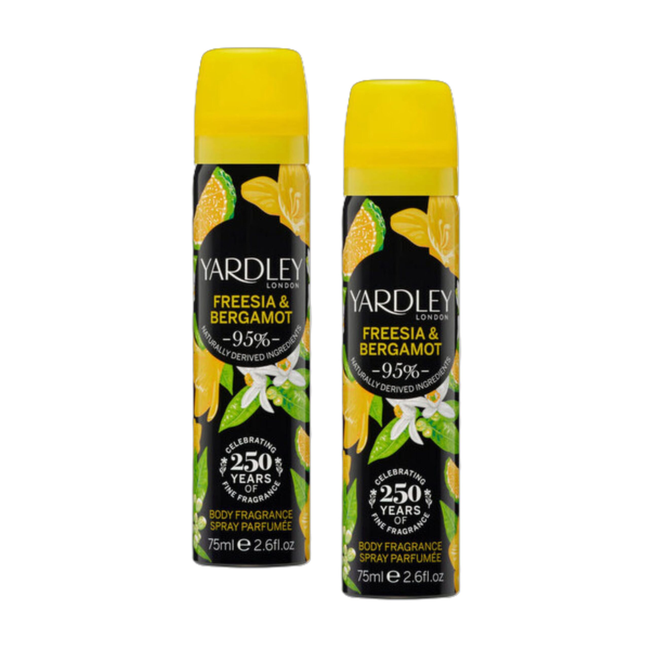 Y12100004-2 Yardley London Freesia & Bergamot Body Spray 75ml x 2 - Image 1