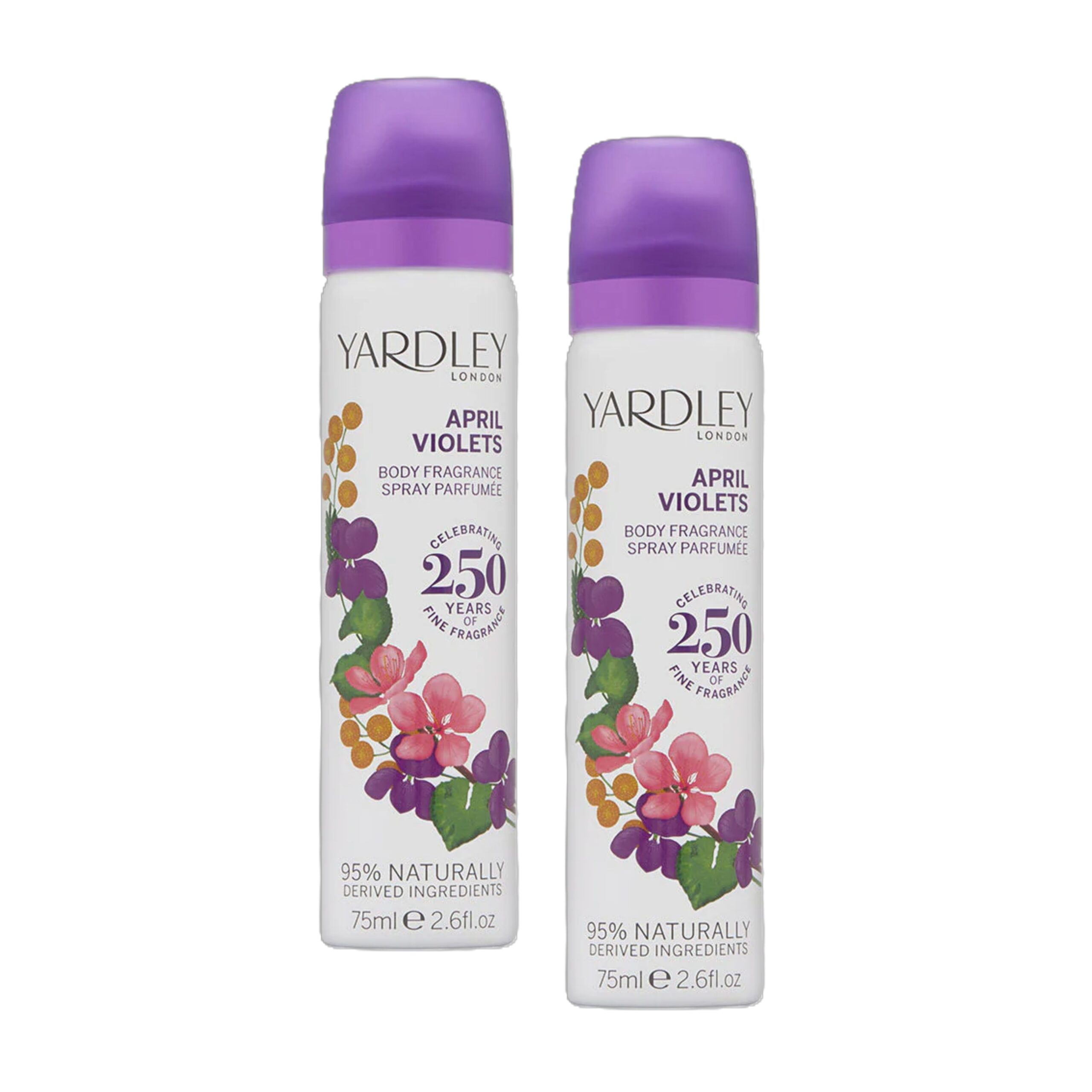 Y9200037-2 Yardley April Violets Body Spray 75ml x 2 - Image 1