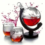 Vintage European High Borosilicate Glass Wine Decanter Set with Wooden Stand