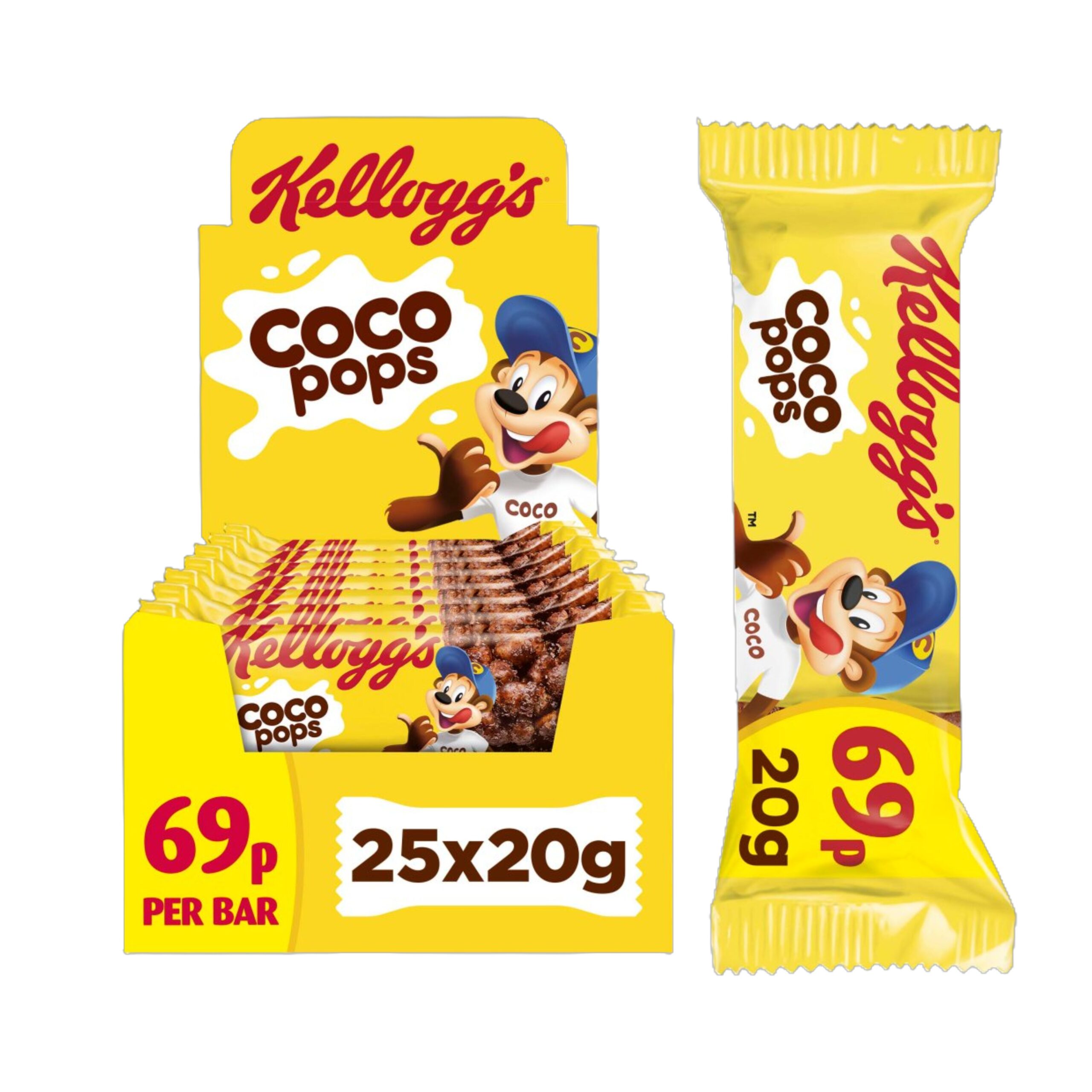 821336 Kellogg's Coco Pops Cereal Snack PM Bar 25g x 25 - Image 1